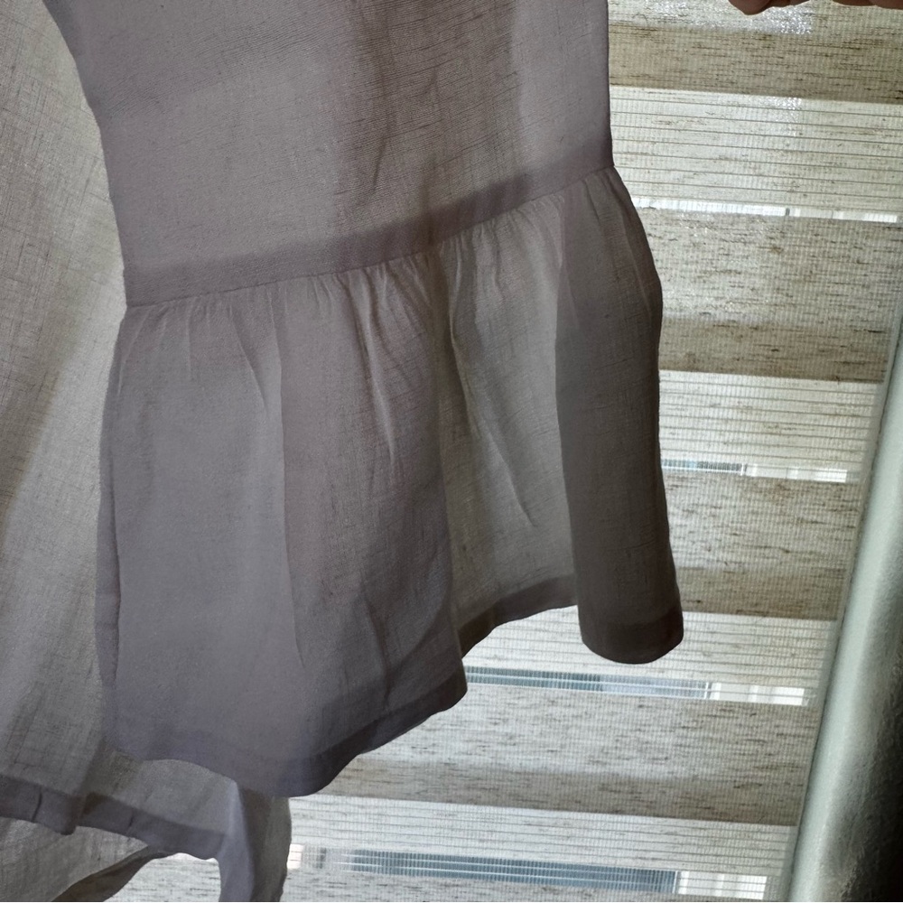 Bryn Walker Linen Round Neck Ruffle 3/4 Bell Sleeve Tunic Top‎ White M 12/14 - Picture 10 of 15